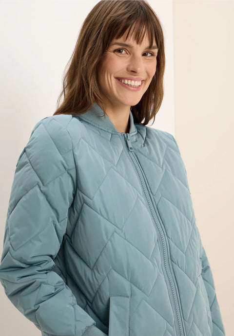 Cecil Long Quilted Coat - iced green