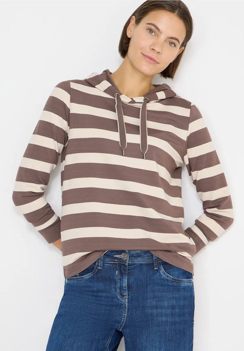 Cecil Striped Hoody - Urban Taupe