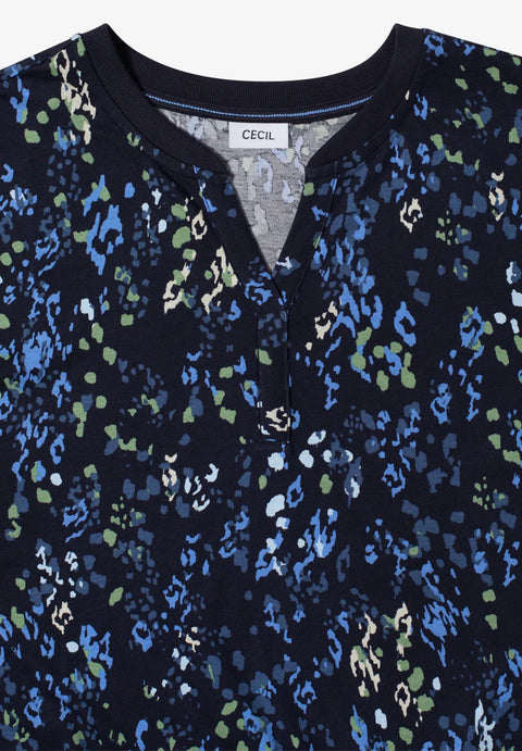 Cecil Minimal Rib Collar Tunic - Navy