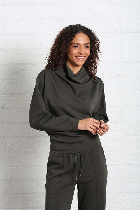 Relax & Renew Sable Cowl Neck - Khacki