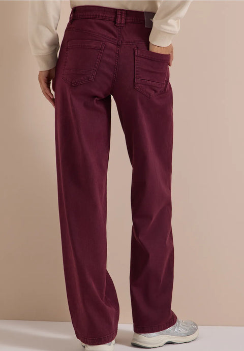 Cecil Wide Leg Neele Jeans - red wine