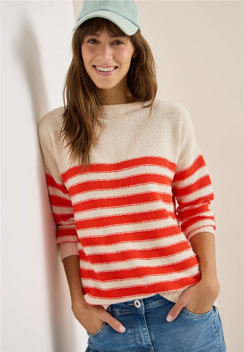 Cecil Striped Summer Knit - pearl beige