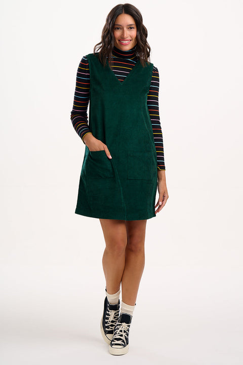 Sugarhill Kacy Green Cord Tunic Mini Dress