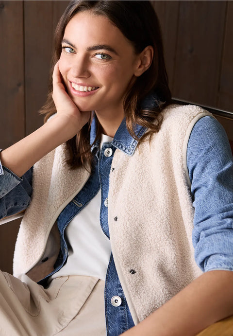 Cecil Curly Fake Wool Gilet