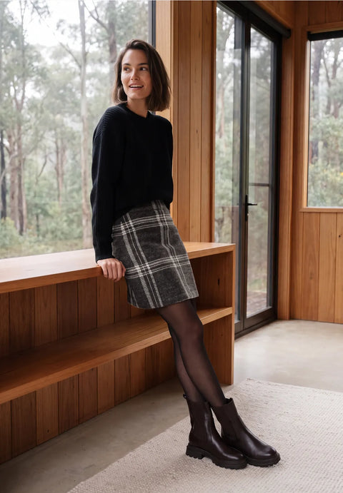 Cecil Check Pattern Skirt
