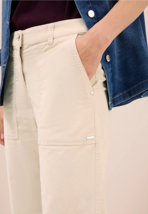 Cecil Wide Leg Corduroy Trousers - Beige