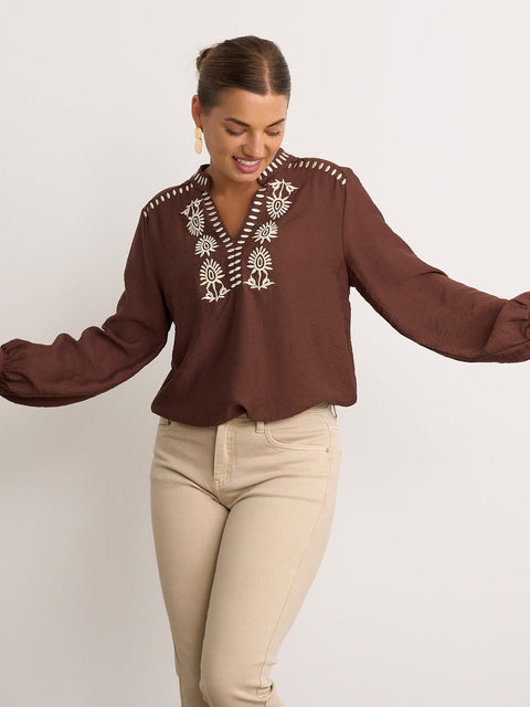 Kyla Liz Top - Brown