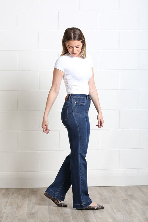 Rant & Rave Ada Wide Leg Jeans - mid wash