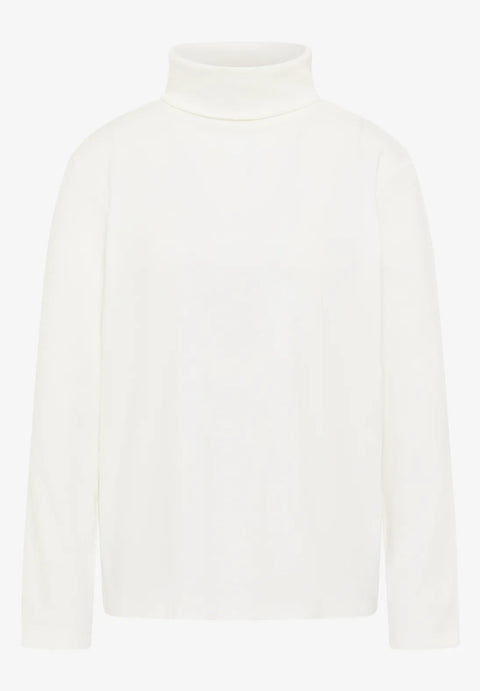 Cecil Turtle Neck Rib Top - White