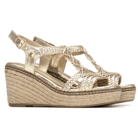 Xti Gold Espadrille Wedge Sandal