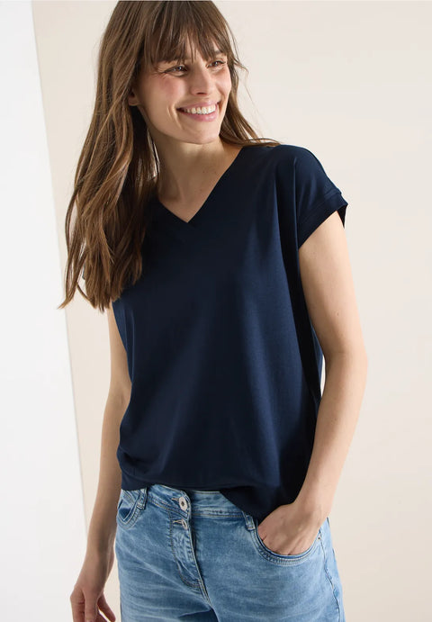 Cecil V Neck T-Shirt - Universal Blue