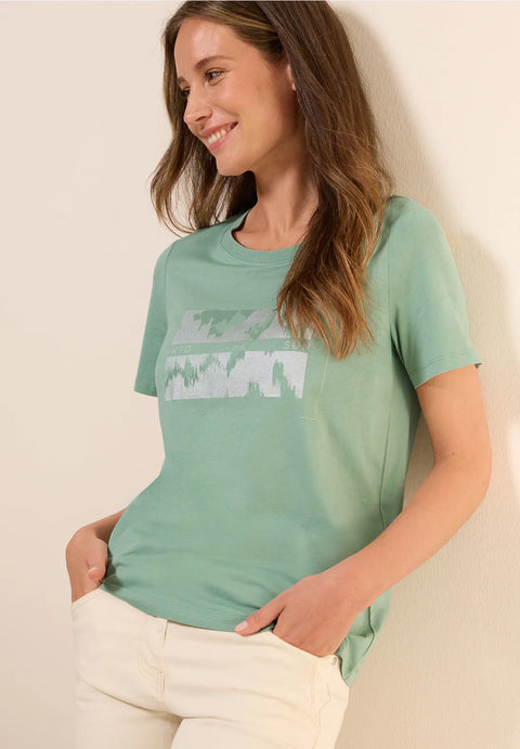Cecil Metallic Foil FP T-Shirt - Matcha Green