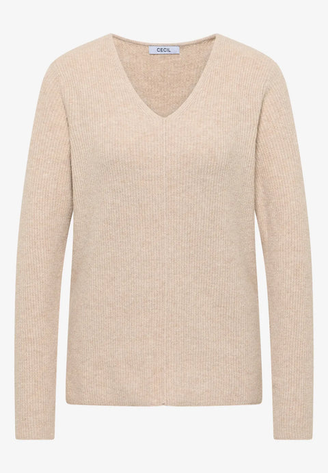 Cecil V-Neck Knit - Beige