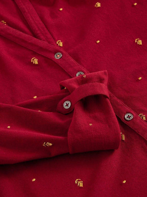 White Stuff Annie Embroidered Shirt - Deep Red