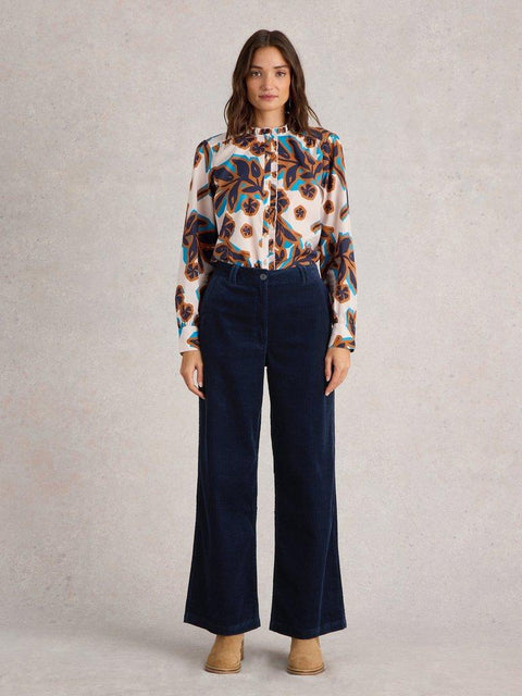 White Stuff Belle Cord Wide Leg Trousers - Navy