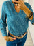Susana long sleeve V neck blouse - Amber / Turquoise