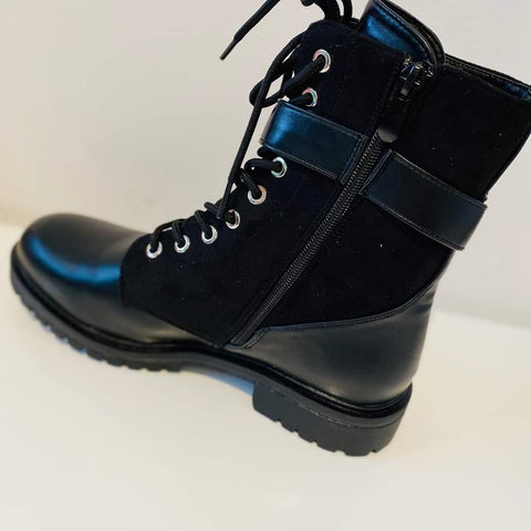 Biker Boots Black with strap & buckle