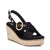 XTI Black Woven Crossover Espadrille Wedge Sandals