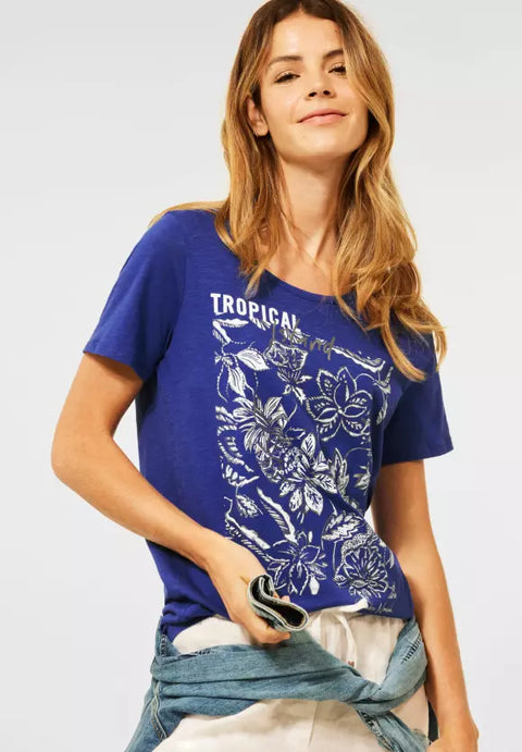 Cecil Tropical Print T-Shirt - Blue