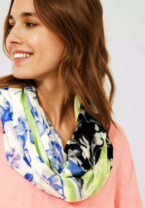 Cecil Loop Scarf - Floral/Vanilla White