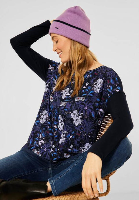 Knit Beanie Frosty Violet Stripe