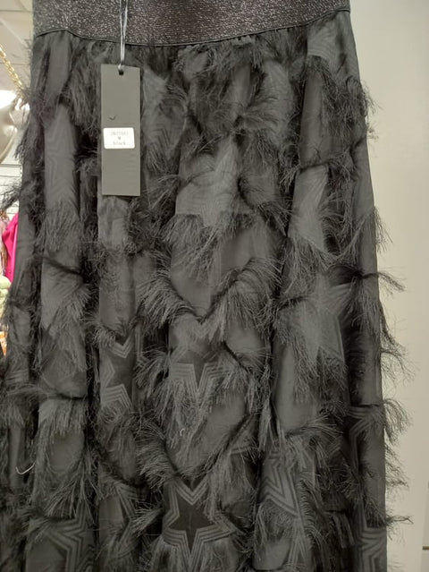 Black Feather Detail Star Skirt