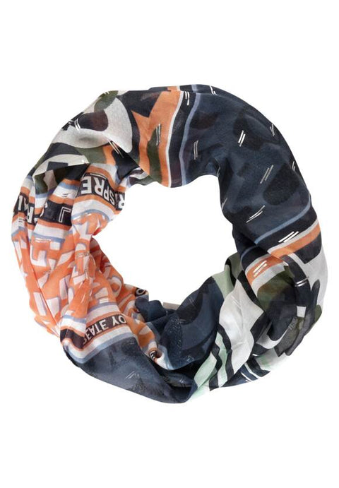 Cecil foil print looped scarf  - deep blue