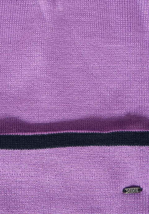 Knit Beanie Frosty Violet Stripe
