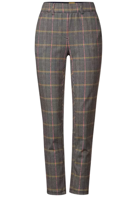 Cecil Casual Fit Trousers in Prince of Wales Check