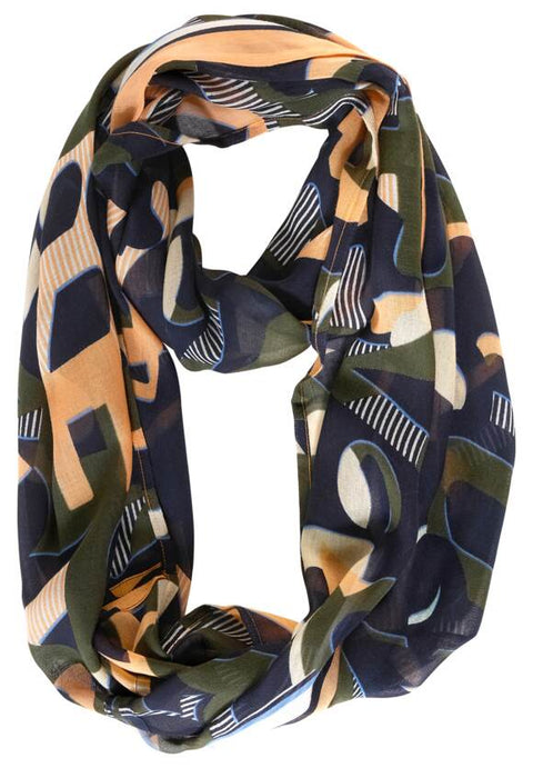 Cecil looped print scarf  - Olive Green