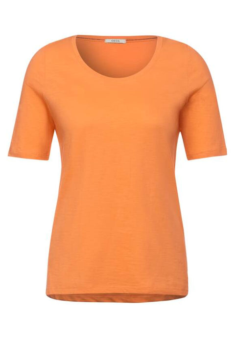 Cecil Basic Scoop Neck  Tee Shirt - Orange