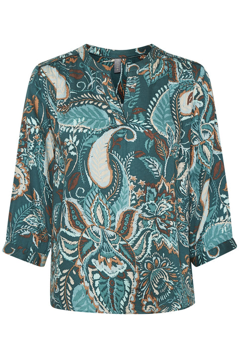 Culture Green Paisley Blouse with Long Sleeve