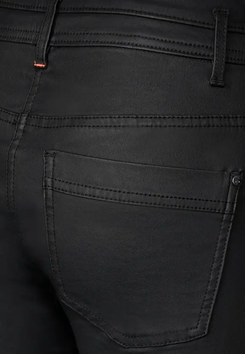 Cecil Slim Fit Coated Black Jeans