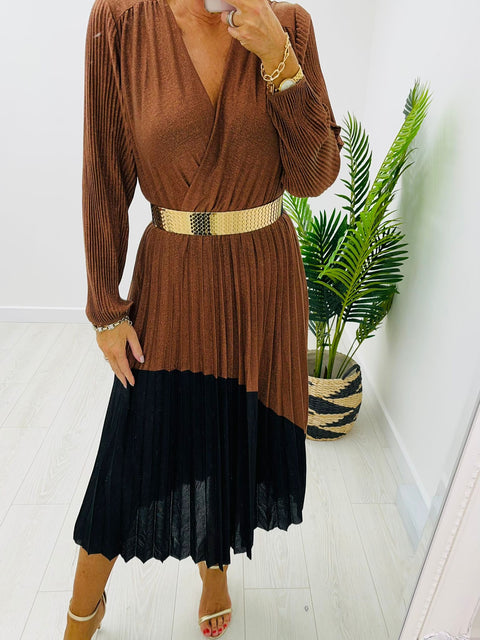 Kyla contrast Dress Brown/Black