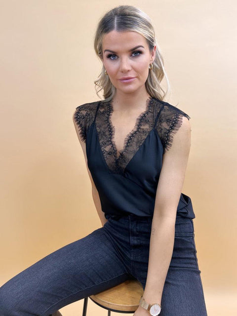 Lauren Lace Cami Top Black