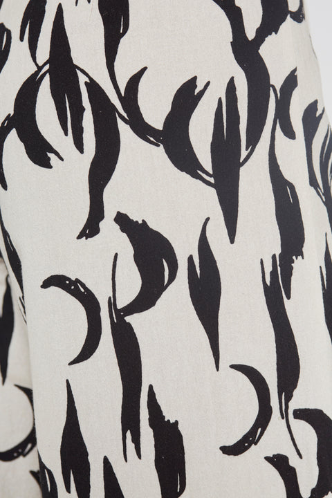 BLACK FEATHER PRINT TROUSERS WILD PONY