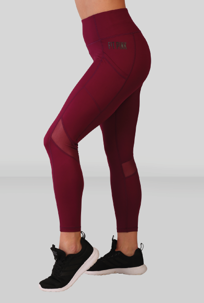 Fit Pink Sports Leggings With Deep side Pockets in Raspberry(Size Down)