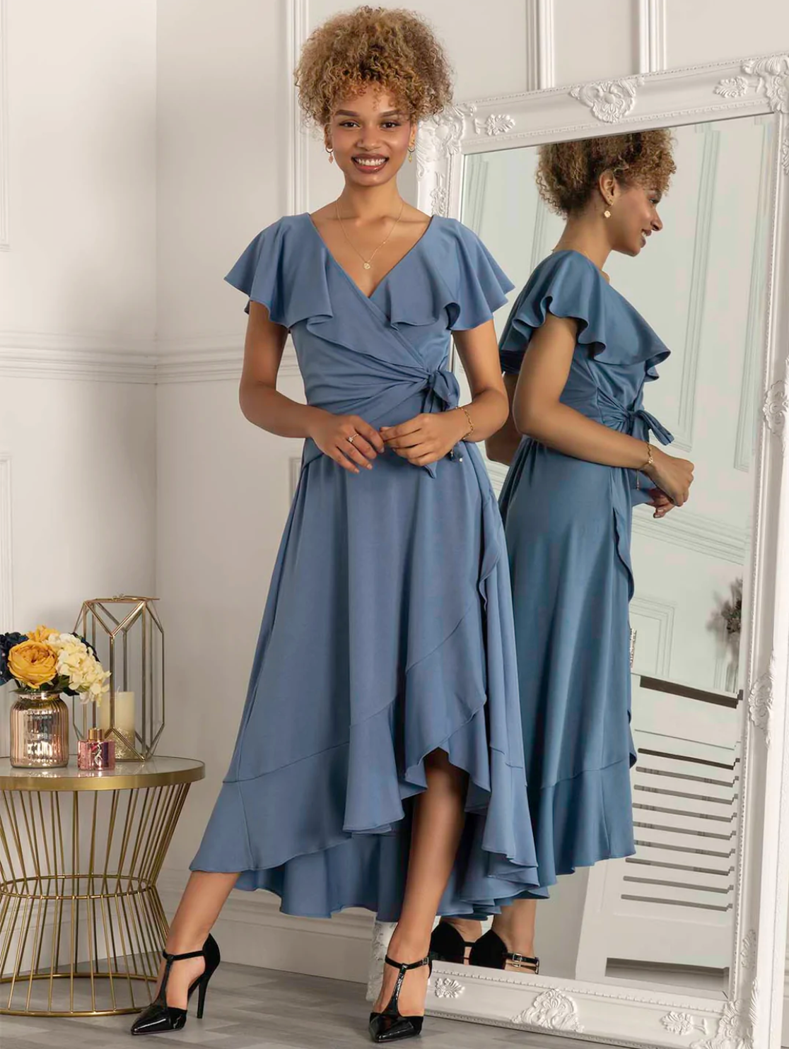 Jolie Moi Priya Frill Dipped Hem Dress– Boutique Ladybelle Abbeyleix
