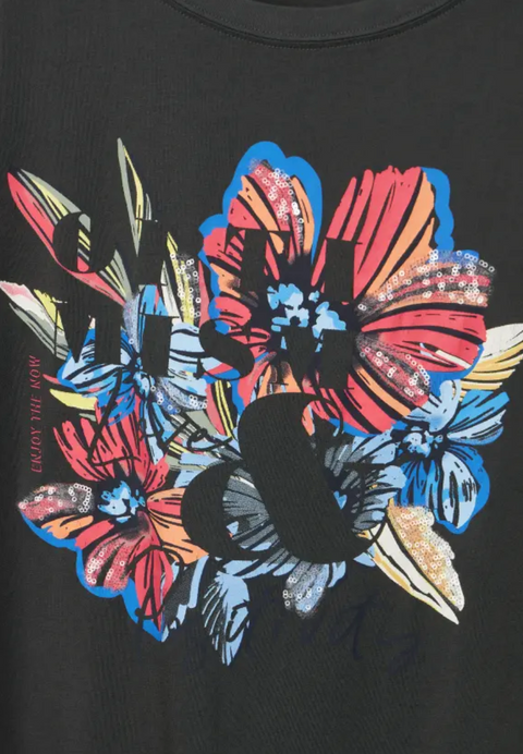 Cecil Flower Print T-Shirt - Khaki