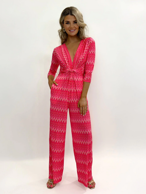 Kate & Pippa Servino Jumpsuit - Pink Geo Print