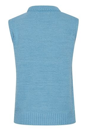 Ichi Knitted Sleeveless Pullover  - Delphinium Blue