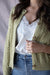 Meg Cable Knit Cardigan - Olive Green