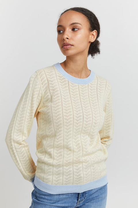 ICHI Knitted Pullover - Vanilla White